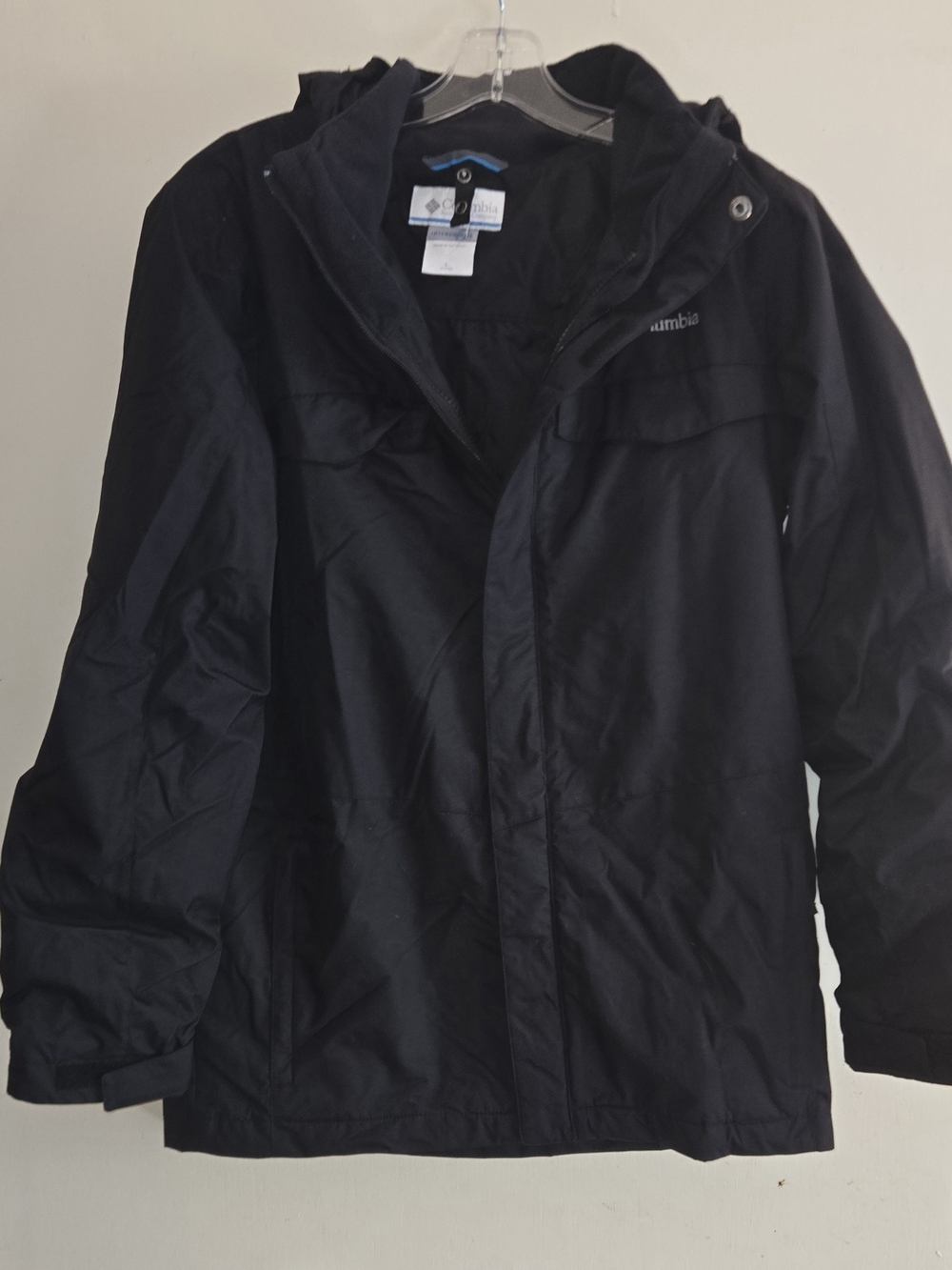 Columbia Men's Black Hooded Raincoat Jacket